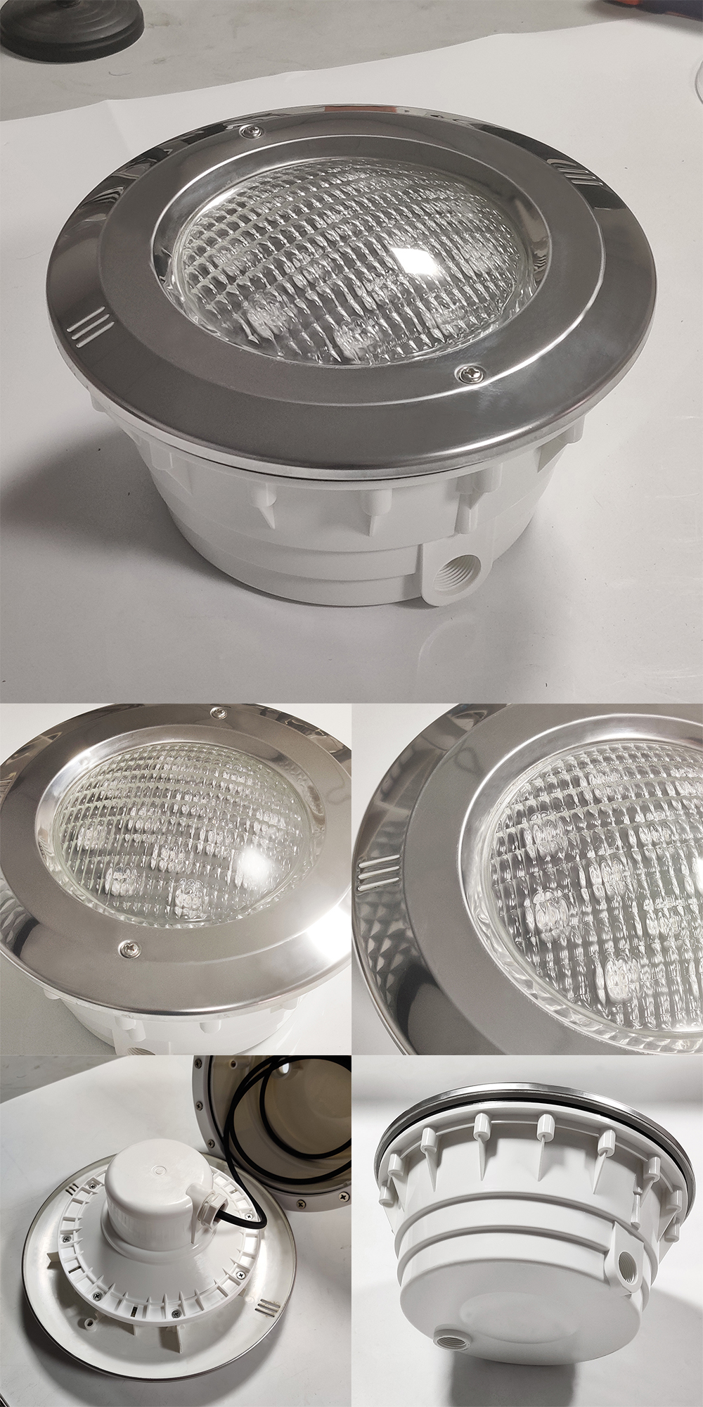 2025 Upgraded 304 Stainless Steel ABS Plastic 36W RGB LED Pool Light IP68 Color Change Concrete Pool Vinyl Liner Landscape PAR56