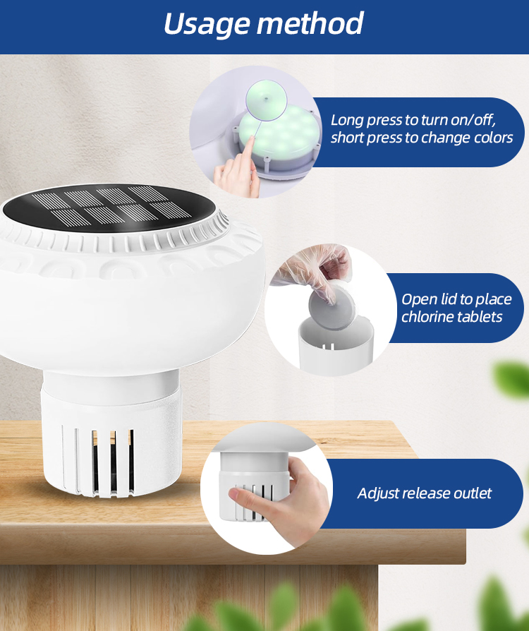 IP68 Waterproof LED Solar ABS Floating Chlorine Dispenser Color-Changing Warm White Rechargeable Pooling Light