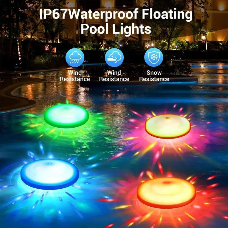 Floating Pool Lights Waterproof Pool Light Float Decoration Color Changing Light 7 Dynamic Effects Water Illumination