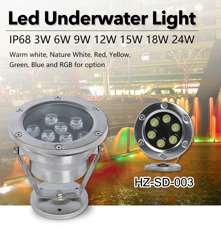 Outdoor Waterproof IP68 Stainless Steel RGB LED Pool Lights