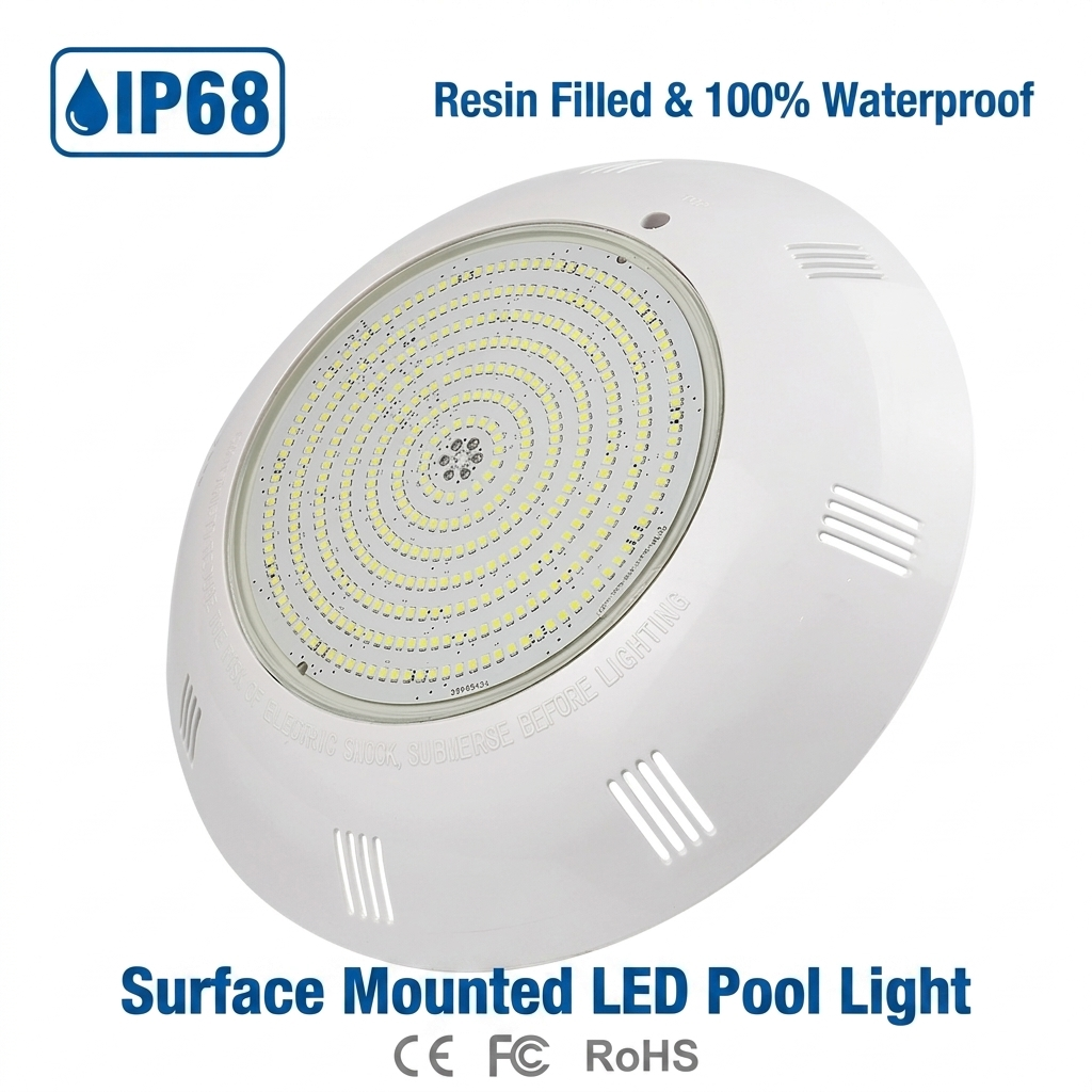 IP68 Waterproof Resin Filled Surface Mounted LED Pool Light AC12V Underwater Swimming Pool Lamp for Concrete/Vinyl Pool