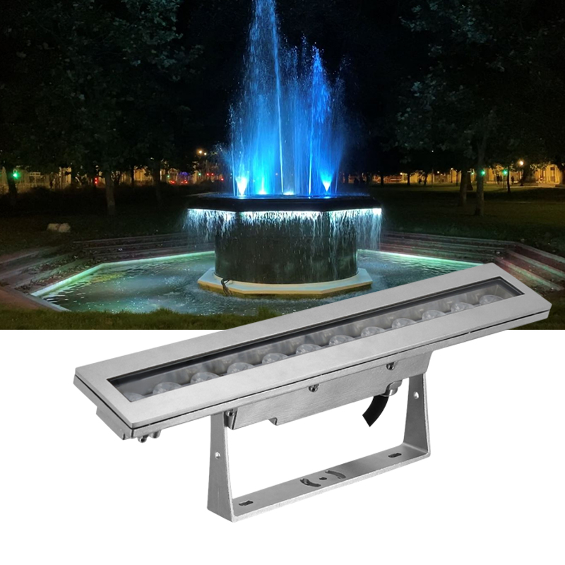 60W RGBW Outdoor Landscape Wall Mounted 316L SS LED Waterfall Underwater IP68 Light DMX512/RDM Pool Lights