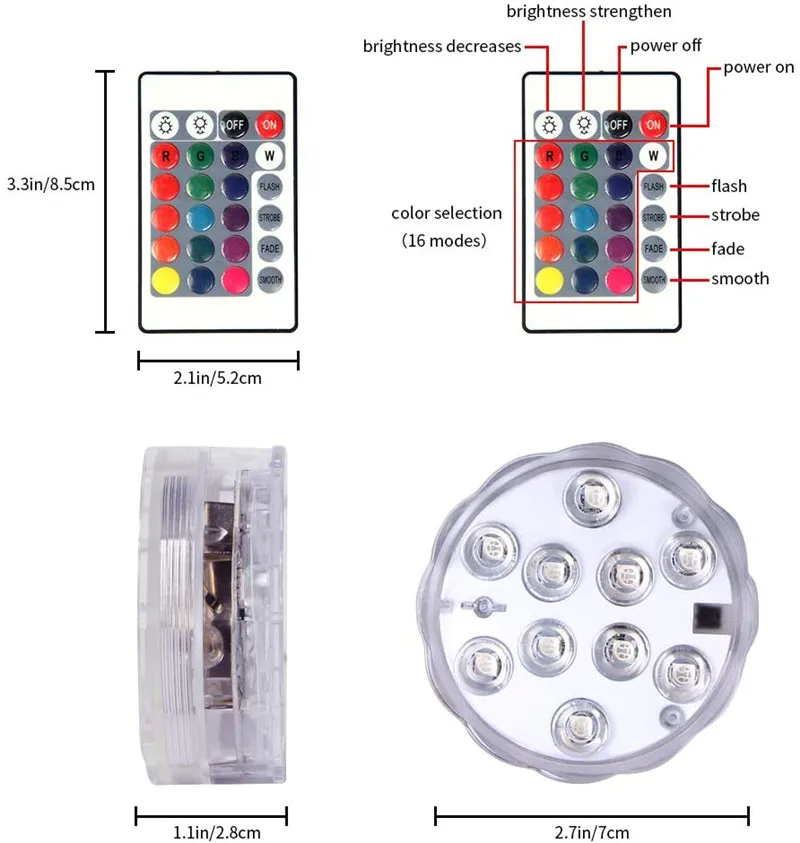 RGB Submersible Light Colors