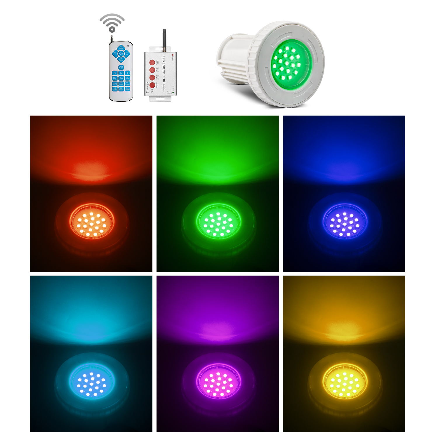 AC12V 3W IP68 Plastic RGB 100% Synchronous Control Underwater Concrete Swimming Pool Lights