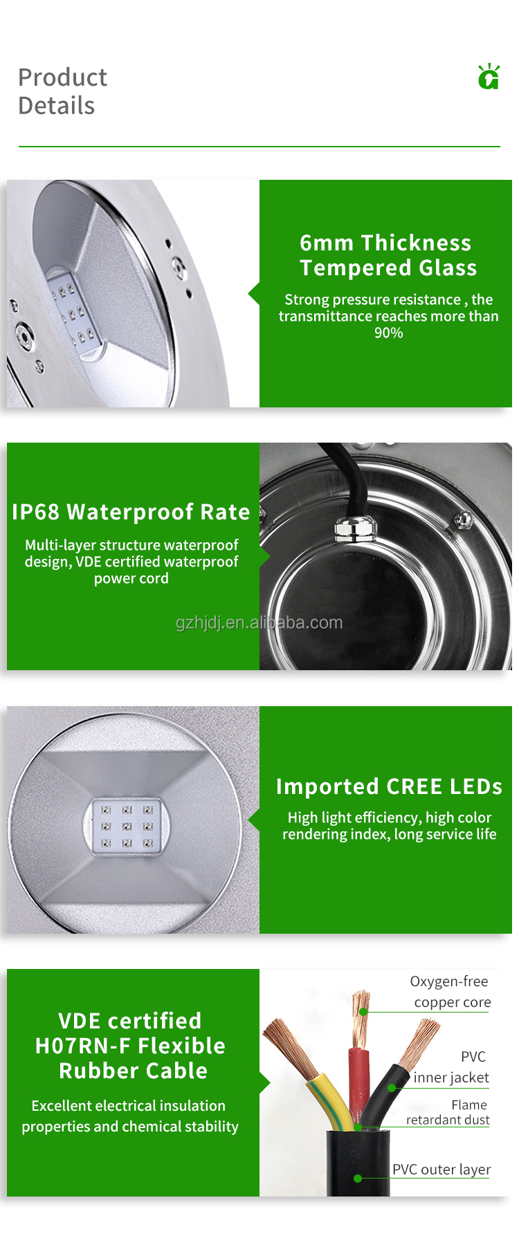 LED Underwater Light IP68 12V AC/DC Color Changing Underwater Concrete Led Pool Lights Swimming Vinyl Liner Pool Light