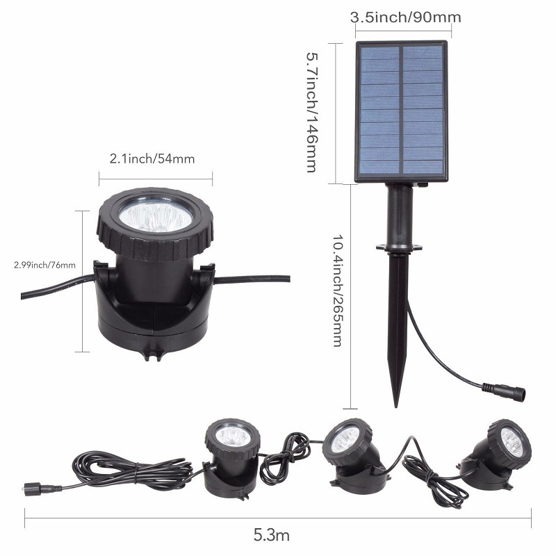 1X2 1X3 1X5 Solar Panel Landscape RGB IP68 Waterproof Outdoor Solar Pool Light Solar Underwater Lamp