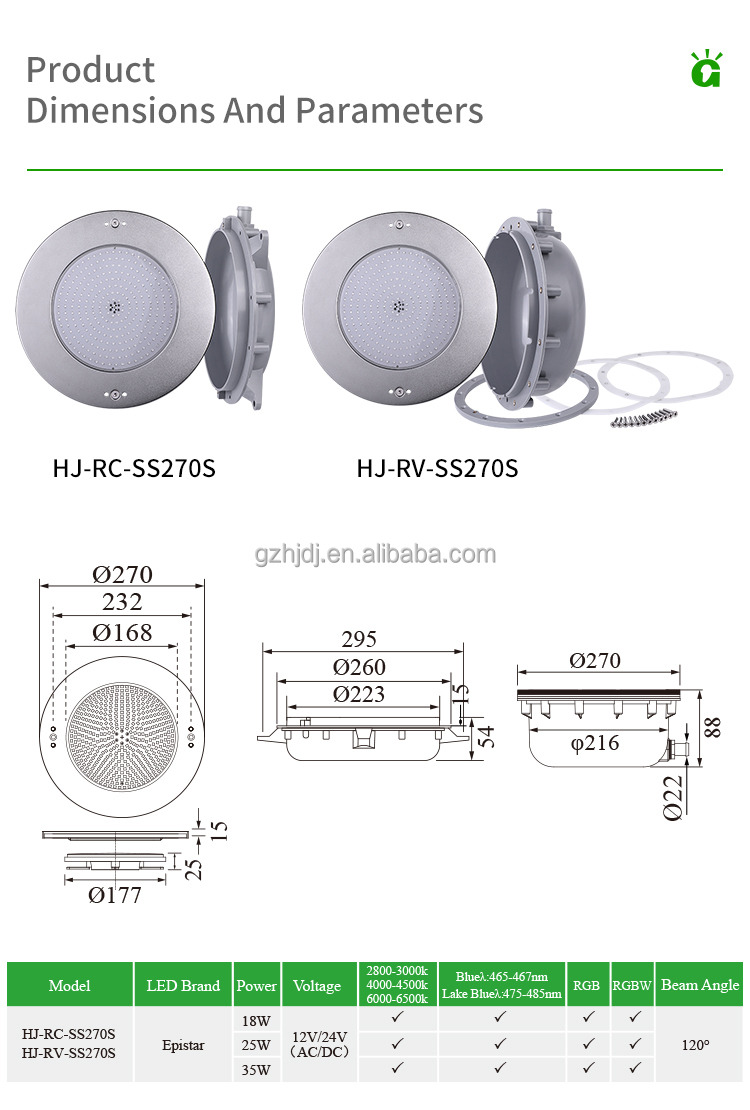 Recessed LED Full Resin Filled Pool Light for Vinyl Liner Swimming Pool and Concrete Swimming Pool
