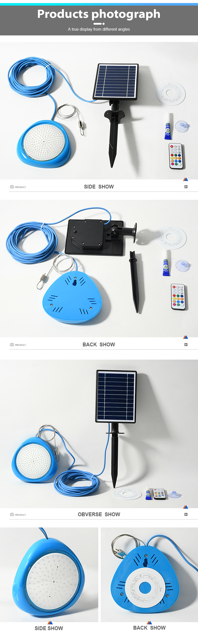 IP68 Waterproof 10W RGB Magnetic Underwater Submersible Above Ground APP Controlled Solar LED Pool Lights
