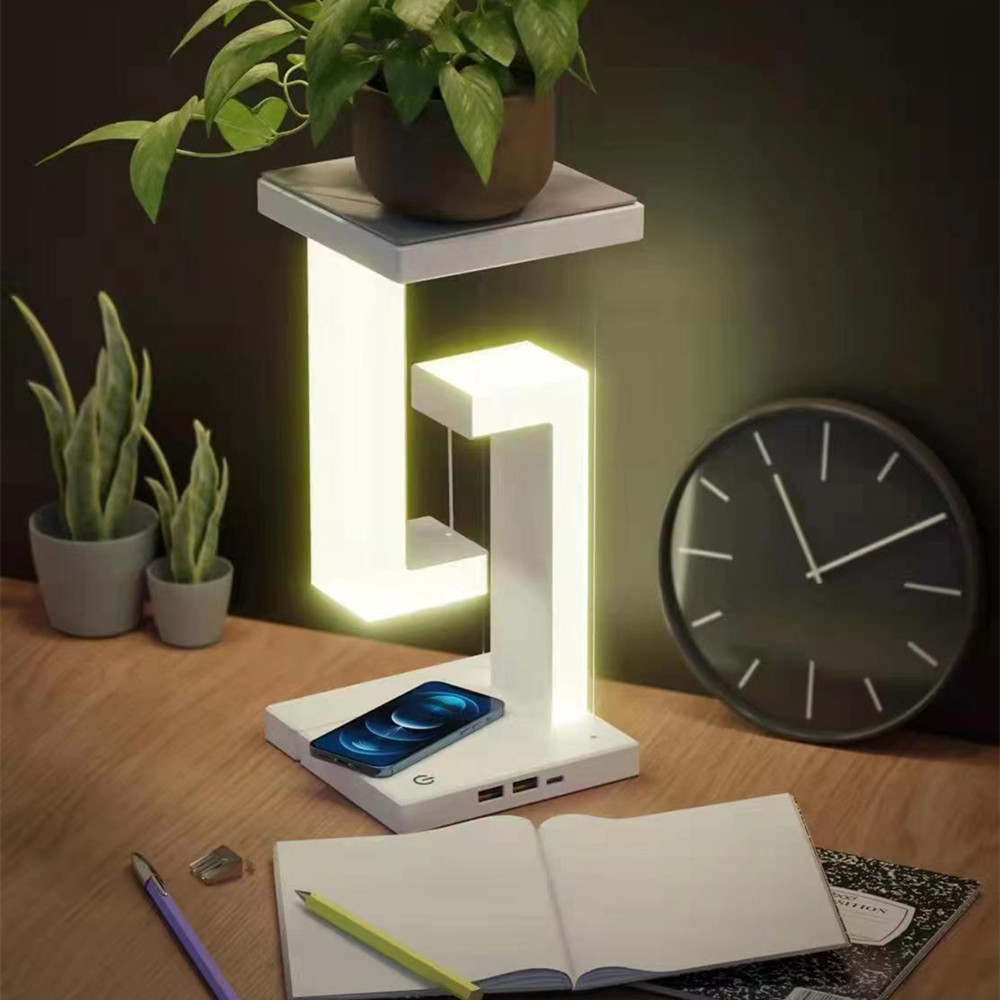 Modern Magnetic Levitation Desk Lamp Floating LED With DC 5V Eye Caring Wireless Charger Touch Control Night Light
