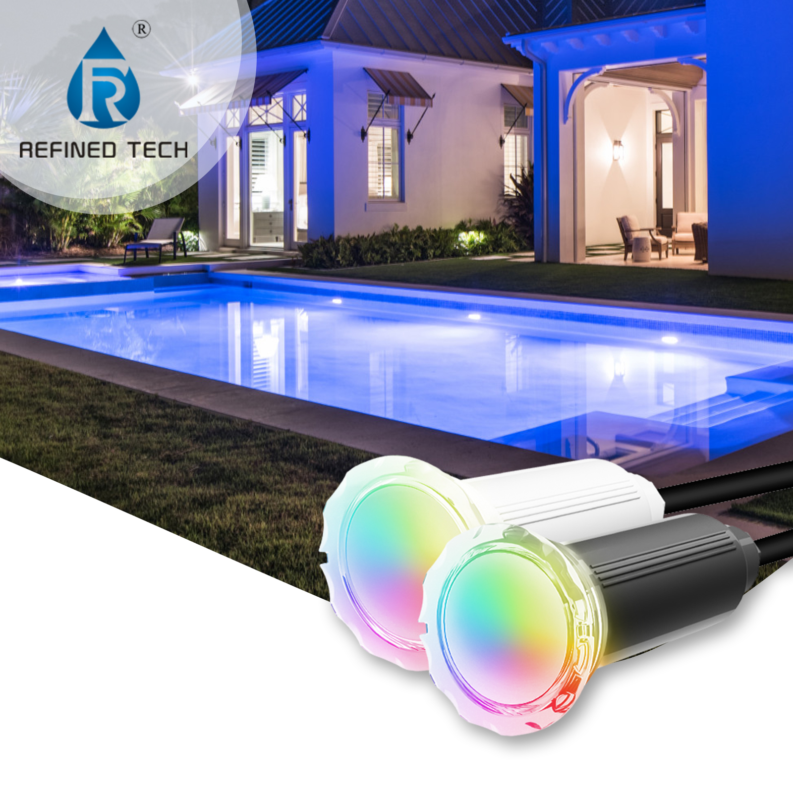 Refined Replacement For Pentair 100FT Microbrite Pool Light Multi Color Changing EC-620425 Nicheless LED 1.5 Pool Lights