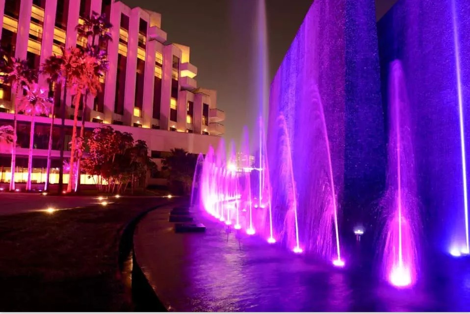 Park Fountain Colorful LED Lights
