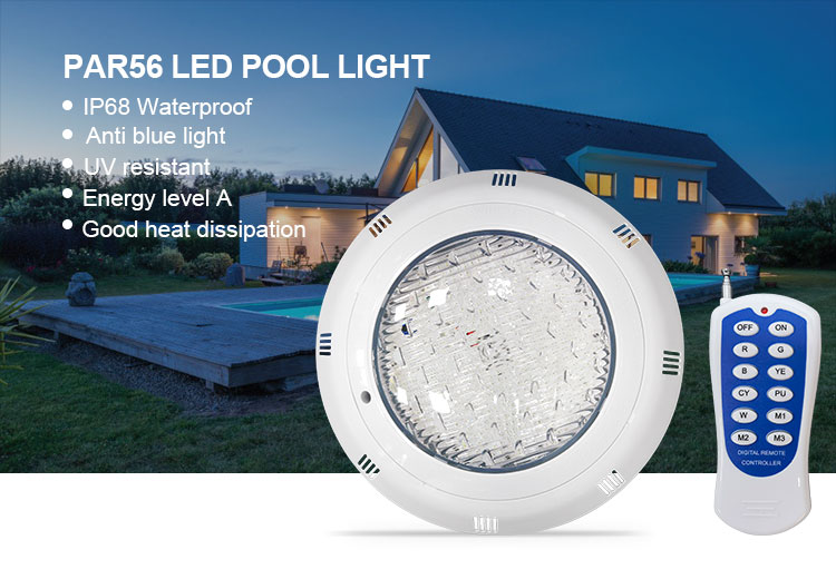 IP68 Surface Mounted PAR56 Swimming Pool Light Waterproof WIFI Remote Control RGB LED Underwater Lights PC Material Dimmable 12V