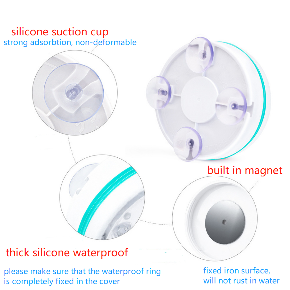 Magnetic Submersible Underwater Light USB Rechargeable Swimming Pool LED Night Lamp With Suction Cups