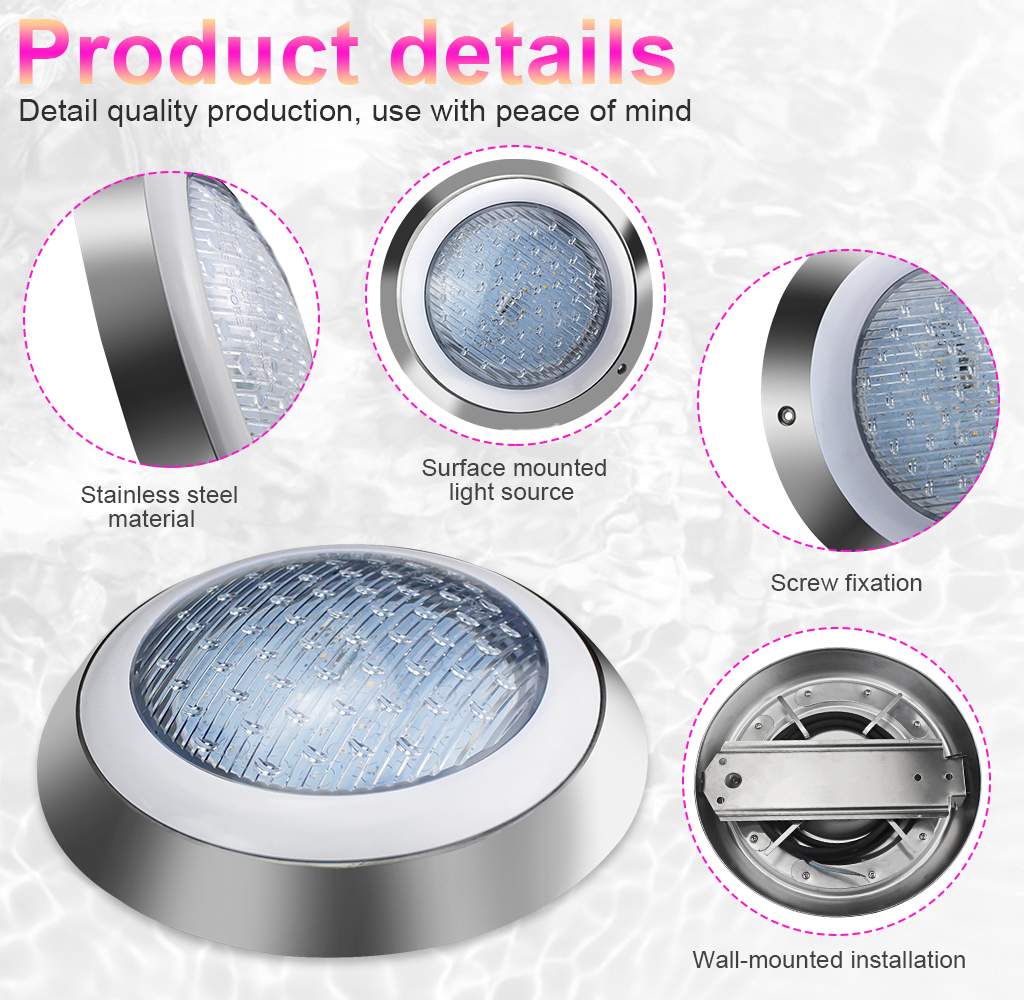 18W DC12V RGBW RGB+3000K RGB+6000K LED Swimming Pool Light Spa Bulb Underwater Pond Light Tub Lamp Wall Mounted Stainless Steel