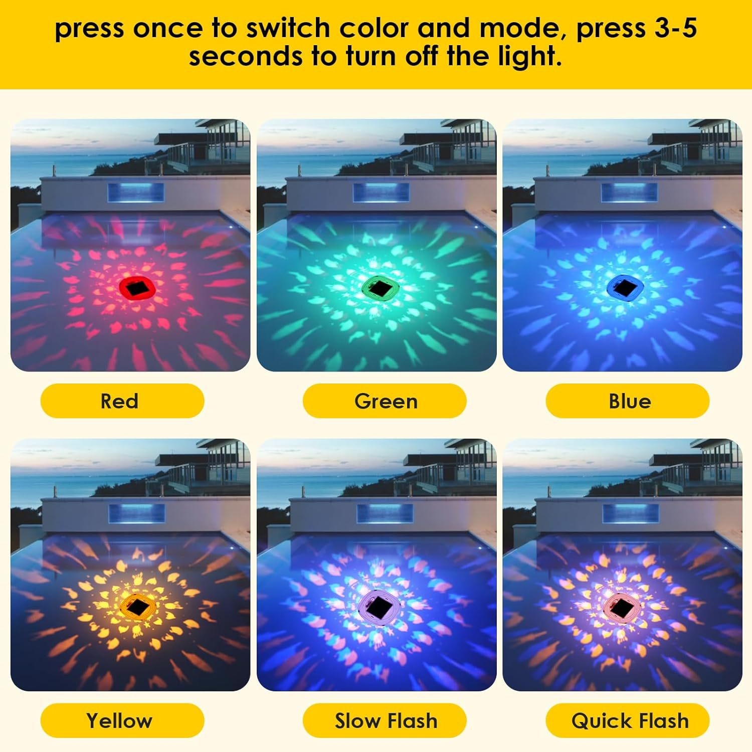 Solar-Powered Rechargeable Pool Light Waterproof LED Pool Ambient Light / Portable Outdoor Decorative Light Supports Charging