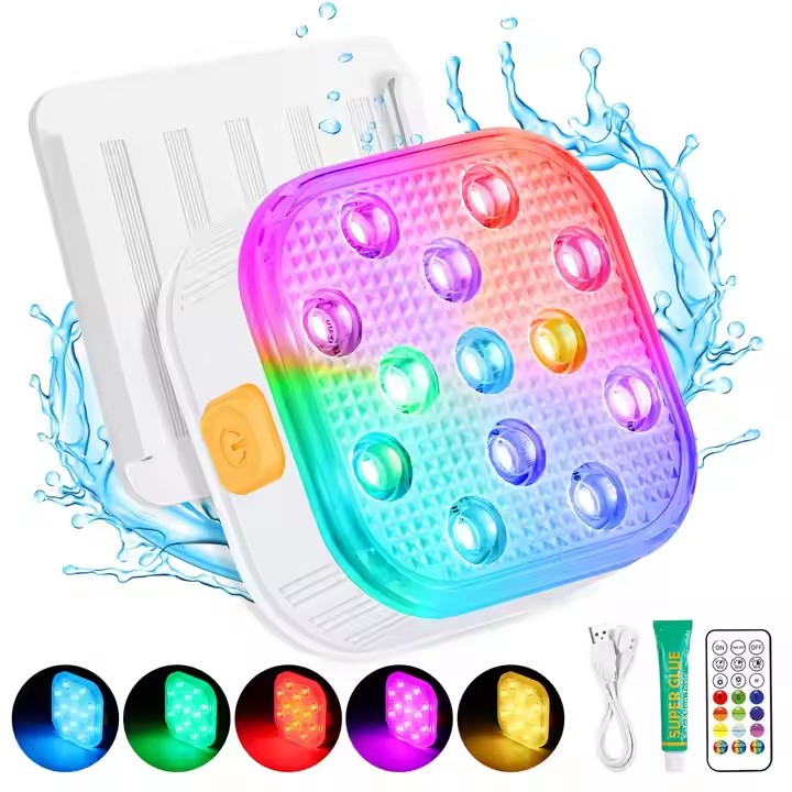 Magnetic Rechargeable LED Floating Light IP68 Swimming Pool Light 16 Colors Remote Control Submersible Lamp Warm White Bedroom