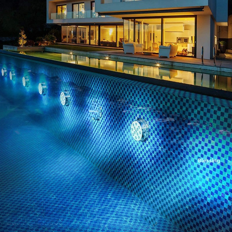 LED Submersible Light APP Remote Control IP68 Waterproof Magnetic-Suction Pool Aquarium Fish Tank Light RGB Seven-Color Dimmable