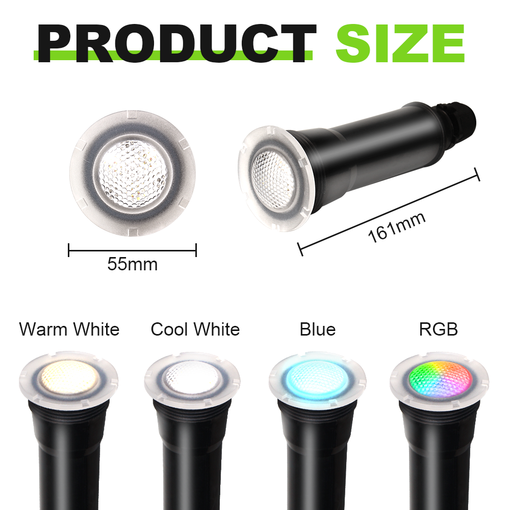 12W RGB LED Spa Light AC12V DC12V Nicheless Recessed Fitting Replacement Underwater Tub Lamp Swimming Pool Bulb D55mmxH162mm