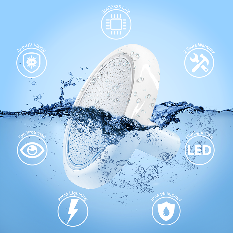 Refined Nicheless 1.5 Inch Color Changing Swimming Pool Light for Liner Concrete Fiberglass Pool 18W 35W RGB LED Pool Light