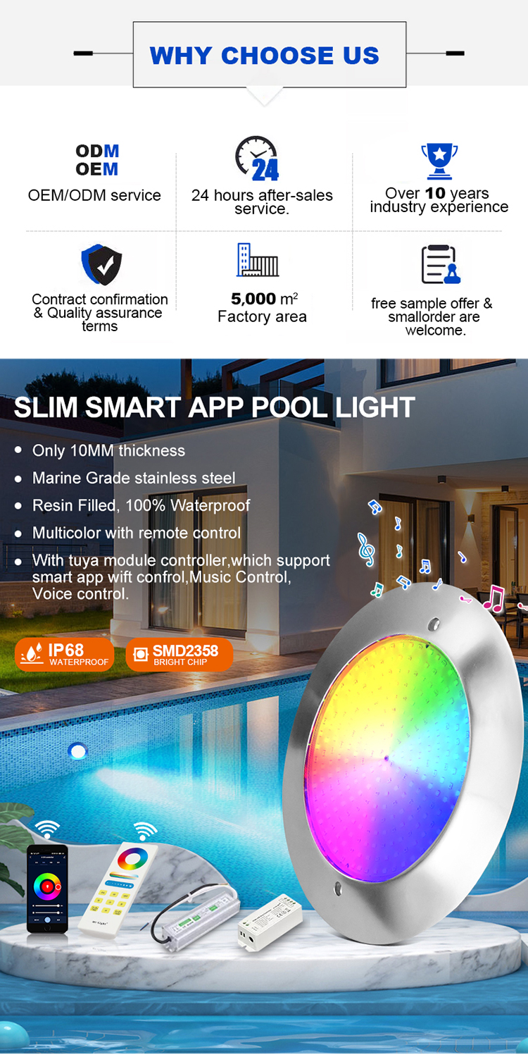 DC 12V Ip68 Waterproof 4 Wire RGB RGBW Stainless Steel Resin Filled Underwater Swimming Pool Led Light Low Voltage