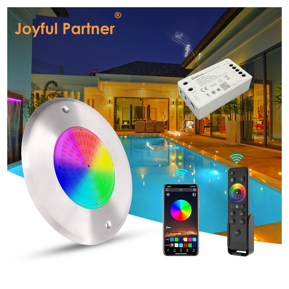 10W RGBW LED Pool Light IP68 DC12V Par56 Stainless Steel Resin Filled Color Changing Remote Control Underwater Swimming Light