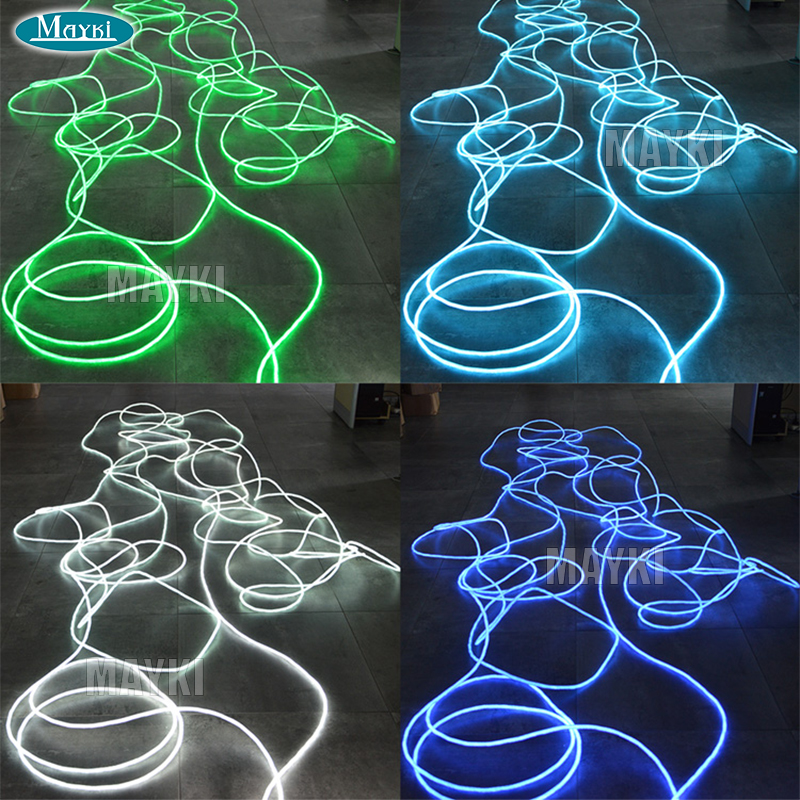RGBW Color Changing Multicore Side Glow Fiber Optic Swimming Pool Perimeter Lighting DMX Control Fiber Optic Pool Edge Lighting