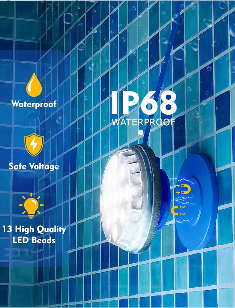 EGH Solar Ultra Thin 1W Waterproof Underwater Submersible Dive Multi Color Changing RGBW Wifi Led Nicheless Pool Light