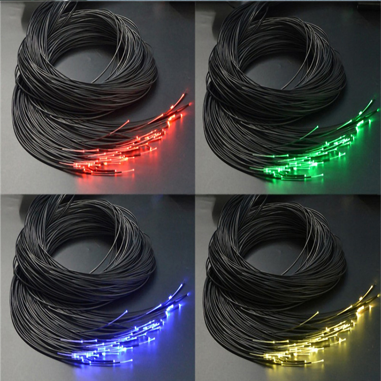 Solid Core Fiber Optic LED Pool Lights 2mm Black PVC Jacket Side Glow With Plastic Body Underwater Swimming End Glow Lamp