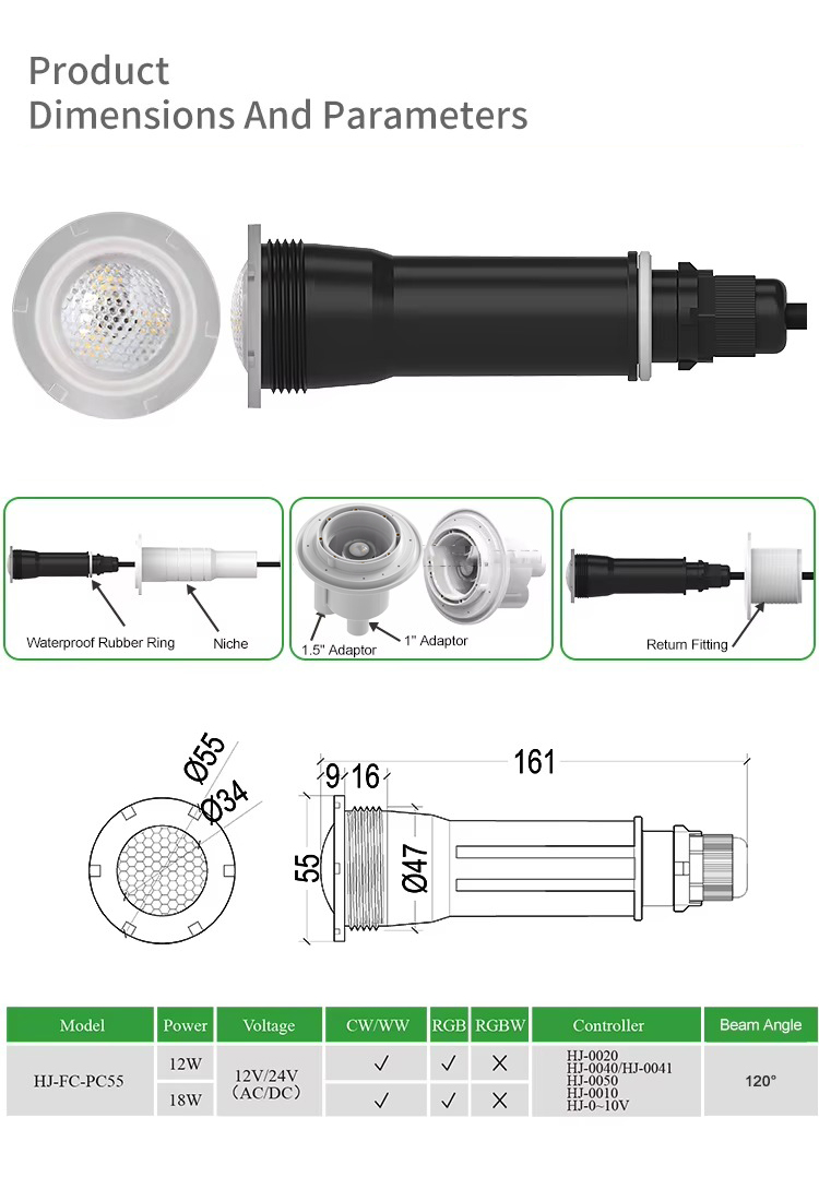 Replacement for Pentair 100FT Microbrite Pool Light UV 365NM Multi Color Changing EC-620425 Nicheless LED 1.5 Pool Lights