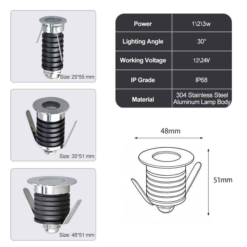 Solar Powered Stainless Steel IP68 Floor Light Outdoor Waterproof Inground Pool Light Garden Yard Pathway Driveway Recessed