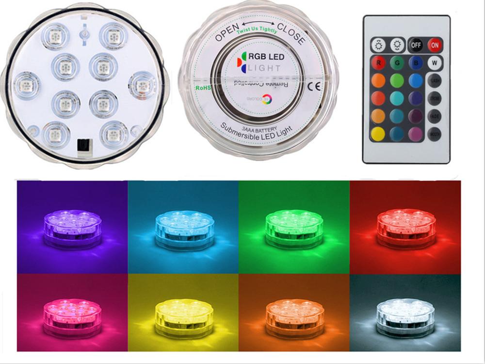 LED RGB Submersible Light With Magnet and Suction Cup Swimming Pool Light Underwater Tea Night Light for Pond