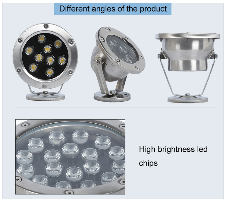 Outdoor Waterproof IP68 Stainless Steel RGB LED Pool Lights