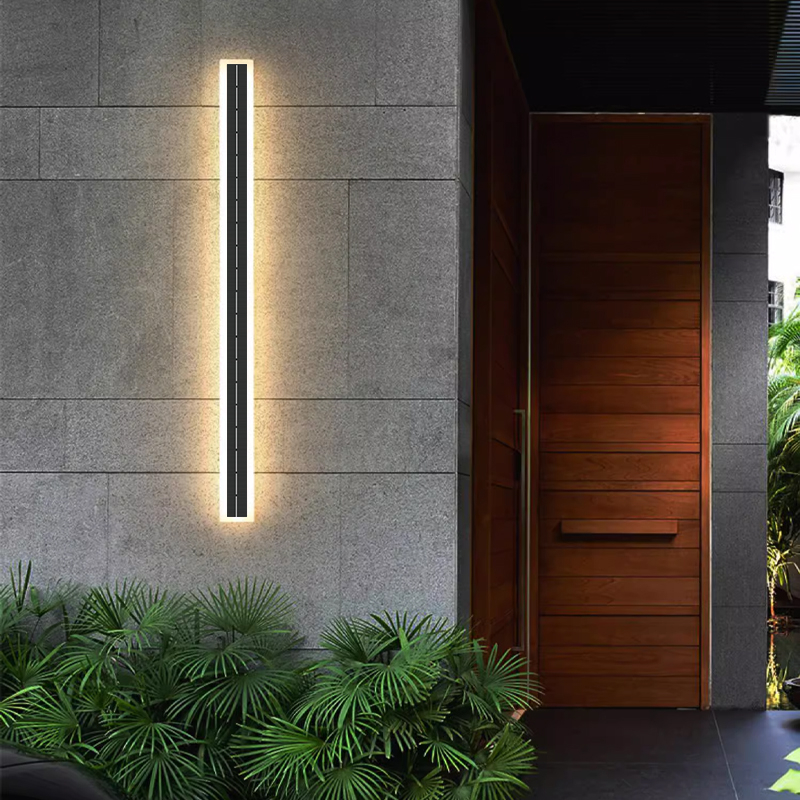 P65 Solar Powered Wall Light 12H Auto On/Off Linear LED Strip For Garden Pathway Facade Waterproof &amp; Wireless Installation