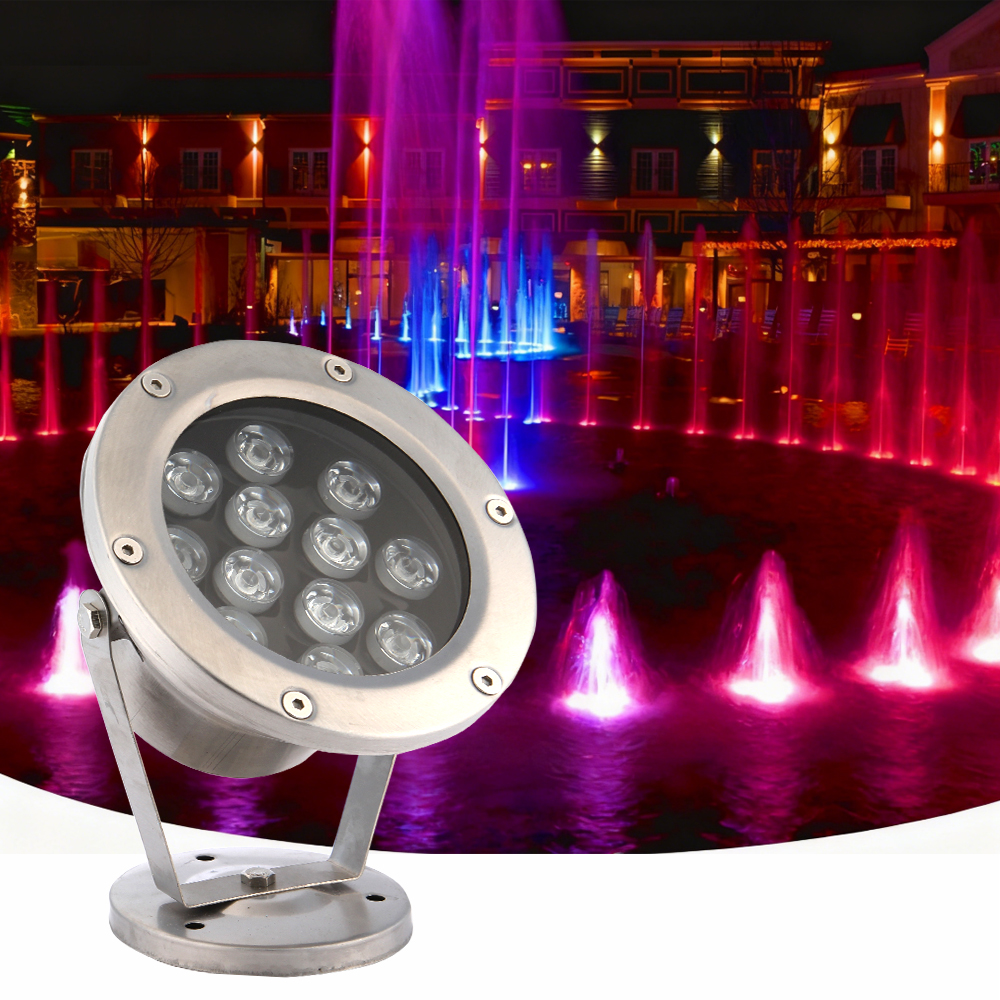 9W 12W 15W 18W IP68 Stainless Steel Waterproof LED Underwater Spotlight Landscape Pool Light Fountain Floodlight