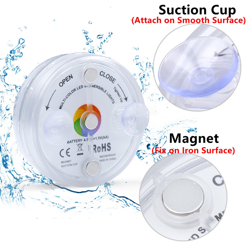 13 LEDs Magnetic Submersible LED Waterproof Underwater Light USB Rechargeable Swimming Pool Night Lamp With Suction Cups