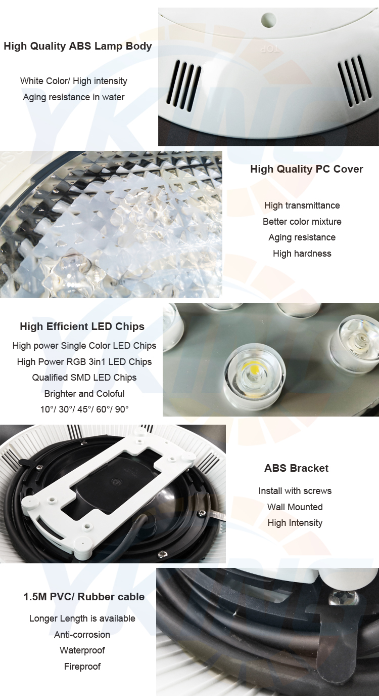 Fast Delivery YK-SP602 12W Surface Mounted ABS Plastic DC24V 3500K IP68 Waterproof Swimming Pool Lights Floating