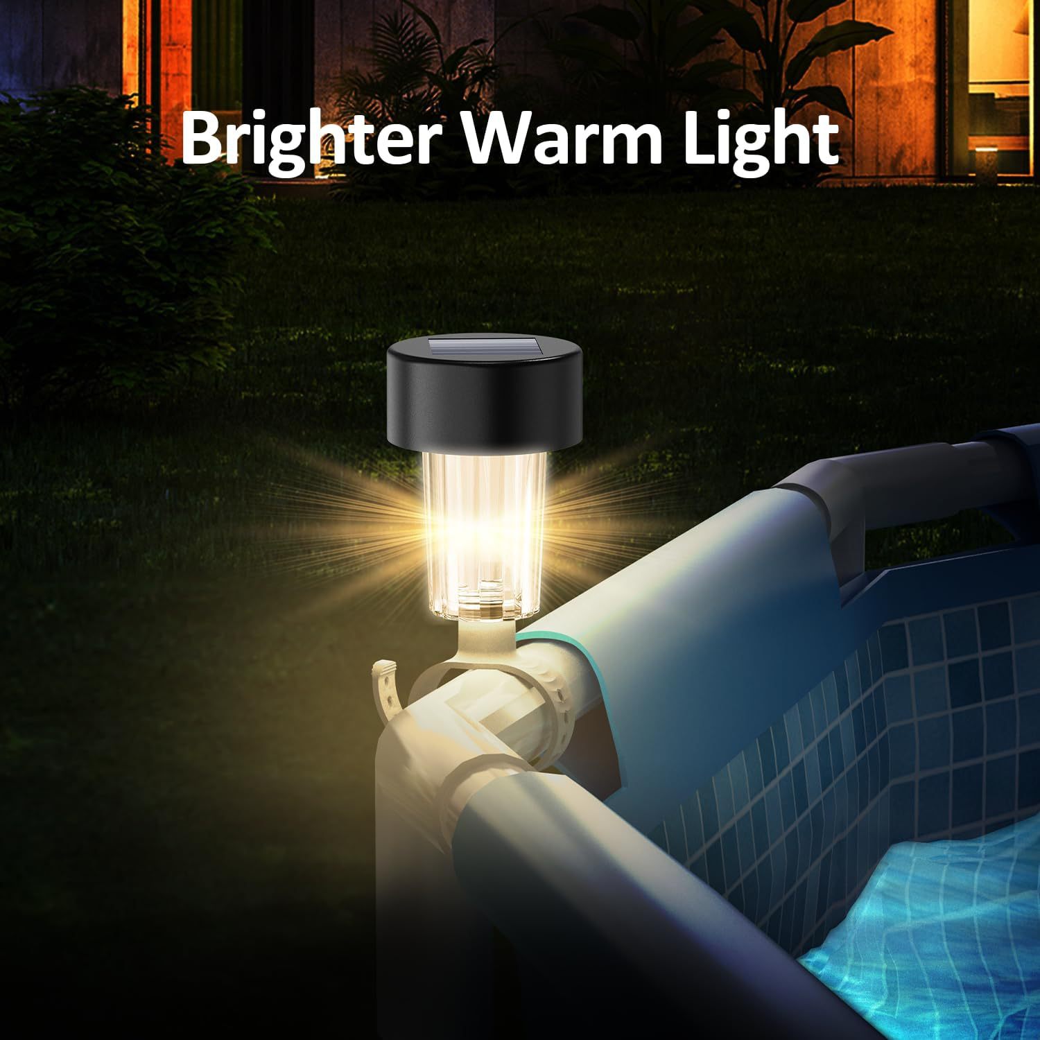 Solar LED Pool Light Waterproof Night Light 3500K Warm White CE Certified IP65 Rating Silicone 60 CRI 600 Lumens Garden Fence
