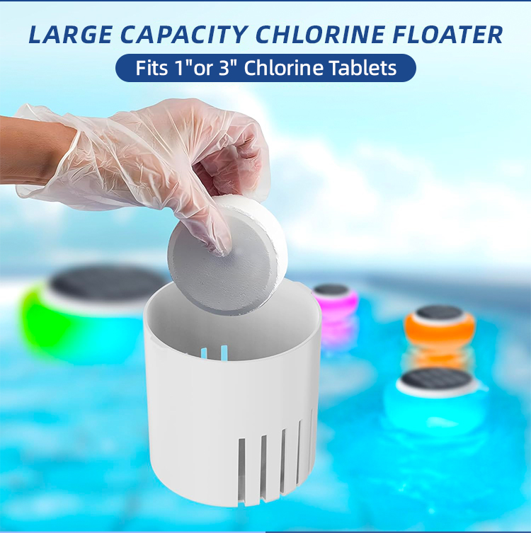 IP68 Waterproof LED Solar ABS Floating Chlorine Dispenser Color-Changing Warm White Rechargeable Pooling Light