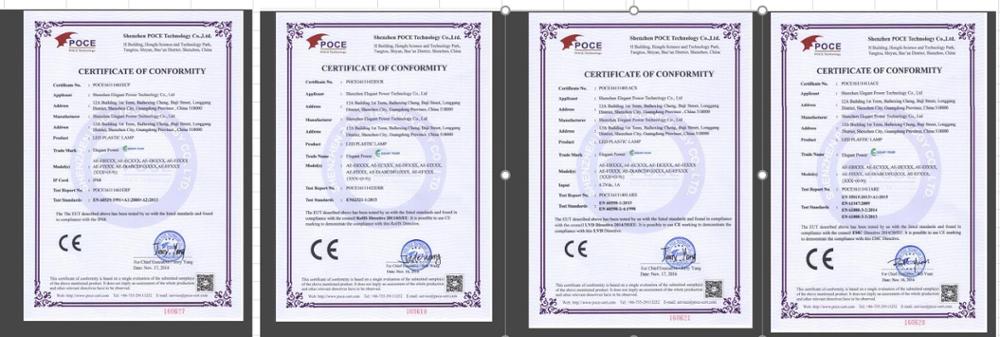 CE RoHS FCC IP68 Certificate Display