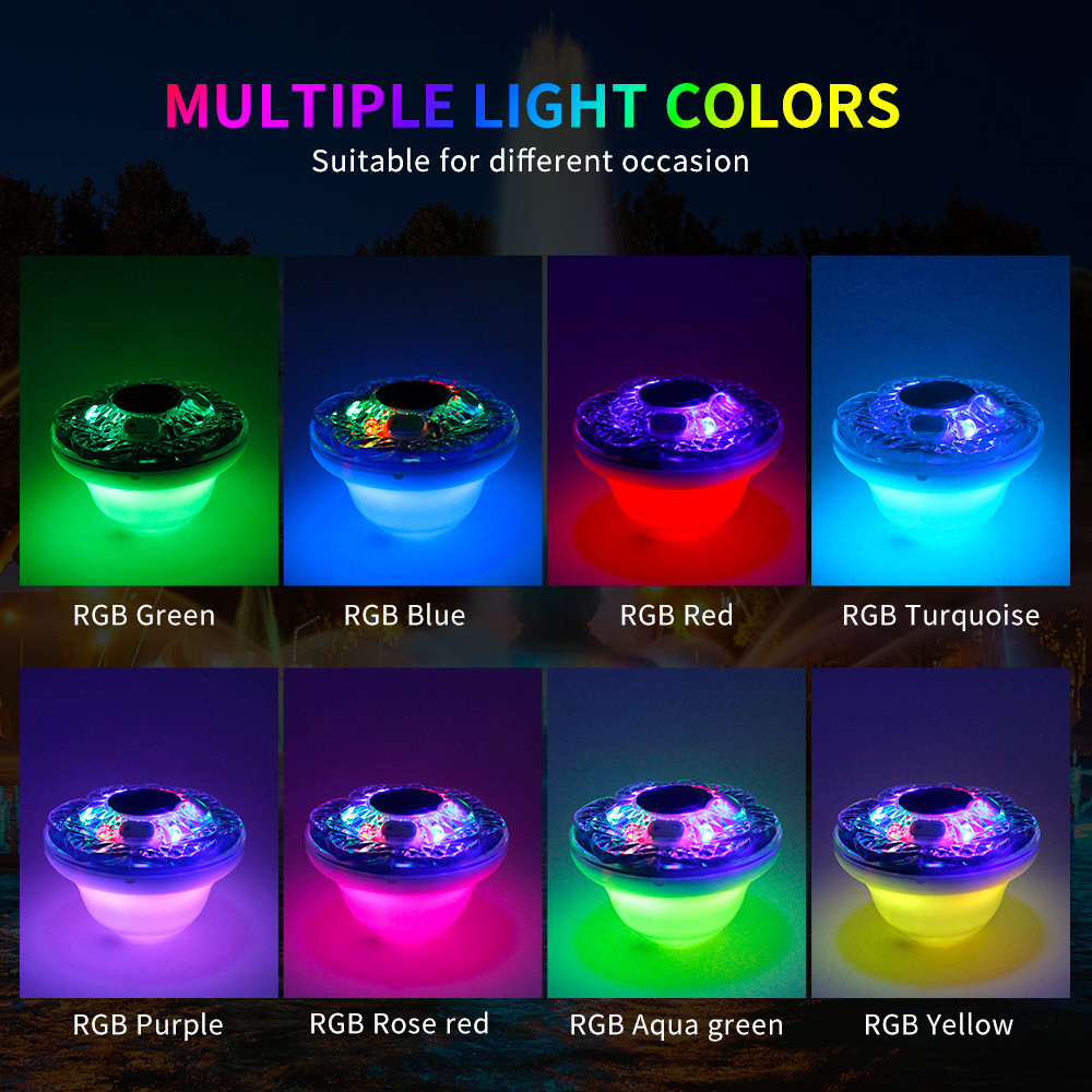 Waterproof IP68 Fountain Light RGBW IP68 Pool Pond Dancing Musical Water Solar Floating Pool Lights LED Plastic 90 80 RGB 50000