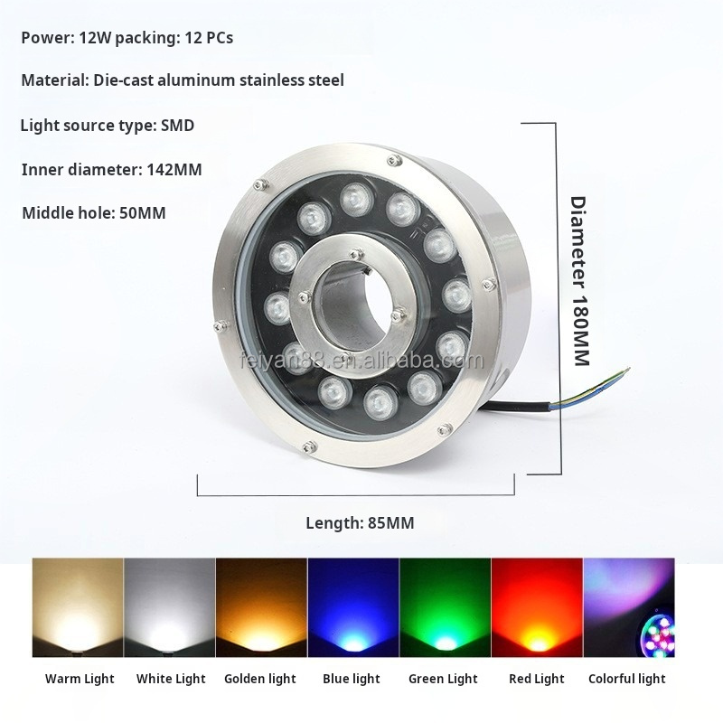 Electric Stainless Steel IP68 Waterproof Pool Lamp RGB LED Garden Lights Outdoor Swimming Pool Fountain Light Water Float Pond