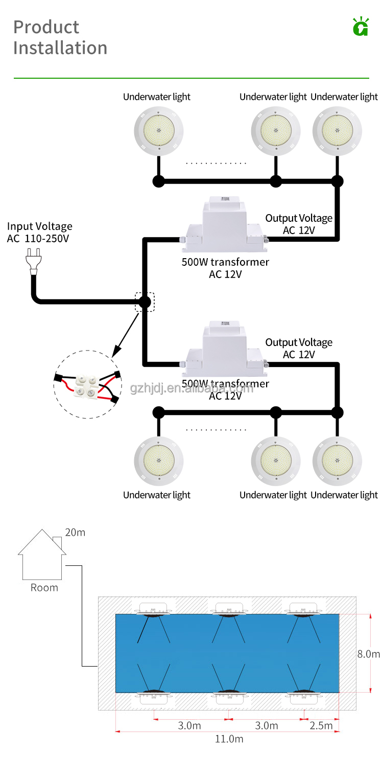 Recessed LED Full Resin Filled Pool Light for Vinyl Liner Swimming Pool and Concrete Swimming Pool