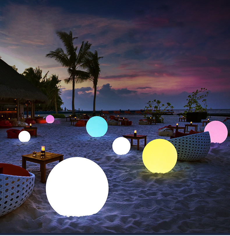 Led Round Ball Solar Light IP65 Waterproof Colorful Landscape Outdoor Lawn Beach Commercial Swimming Pool Decor Decorative Lamp