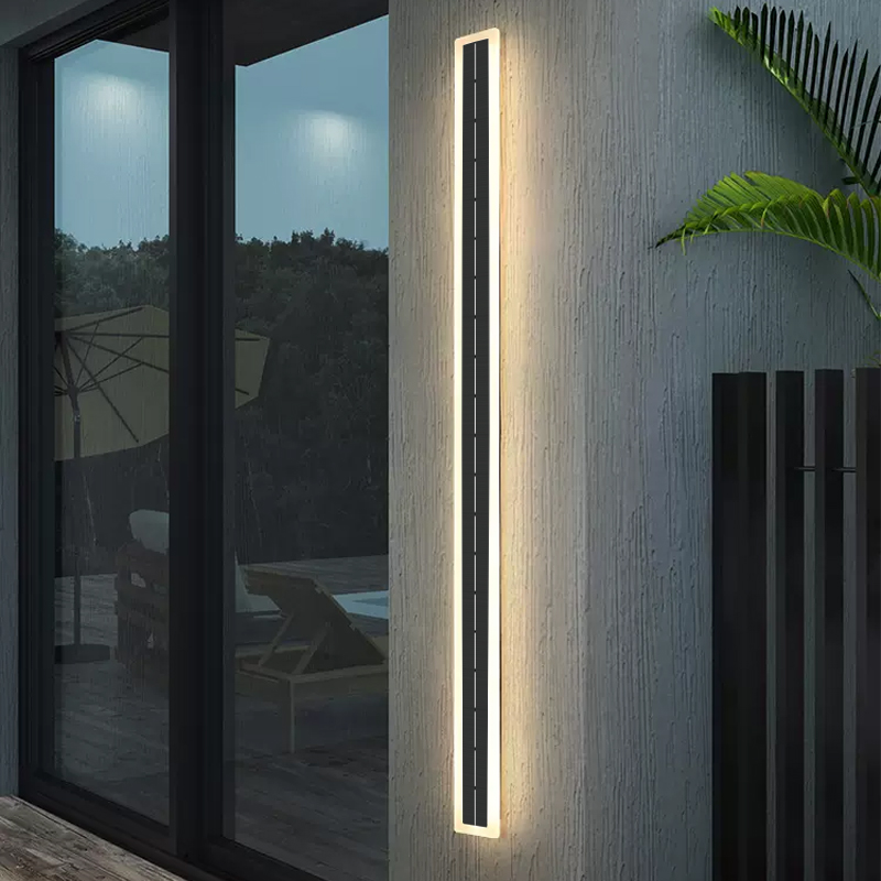 P65 Solar Powered Wall Light 12H Auto On/Off Linear LED Strip For Garden Pathway Facade Waterproof &amp; Wireless Installation