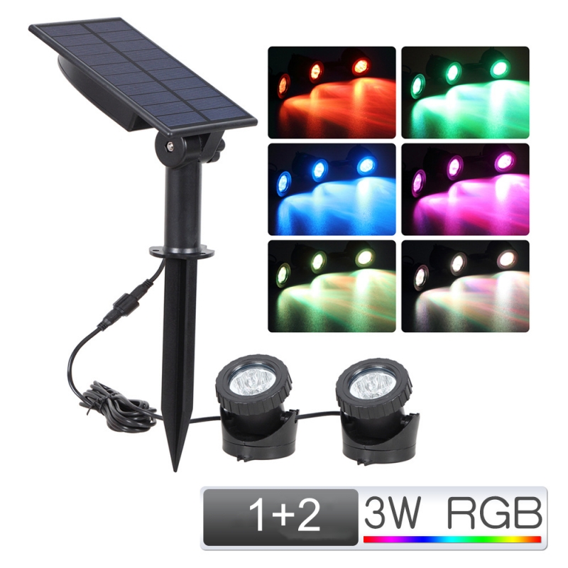 1X2 1X3 1X5 Solar Panel Landscape RGB IP68 Waterproof Outdoor Solar Pool Light Solar Underwater Lamp