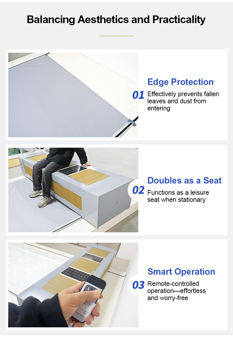 24V 400W Solar Energy Sliding Rail Motorised Pool Cover Roller Details 5