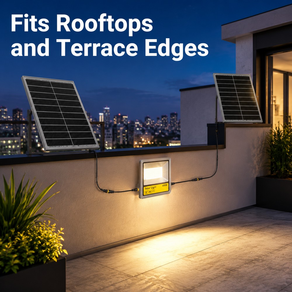 400W 3200lm LED Solar Flood Light Dusk to Dawn Remote Control IP66 Outdoor Security Lamp for Garden Fences Pools Barns Lawns