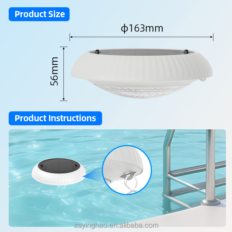 RGB Solar Swimming Pool Light IP67 Waterproof Outdoor LED Floating Pool Lights with Remote Control 360 Beam Angle