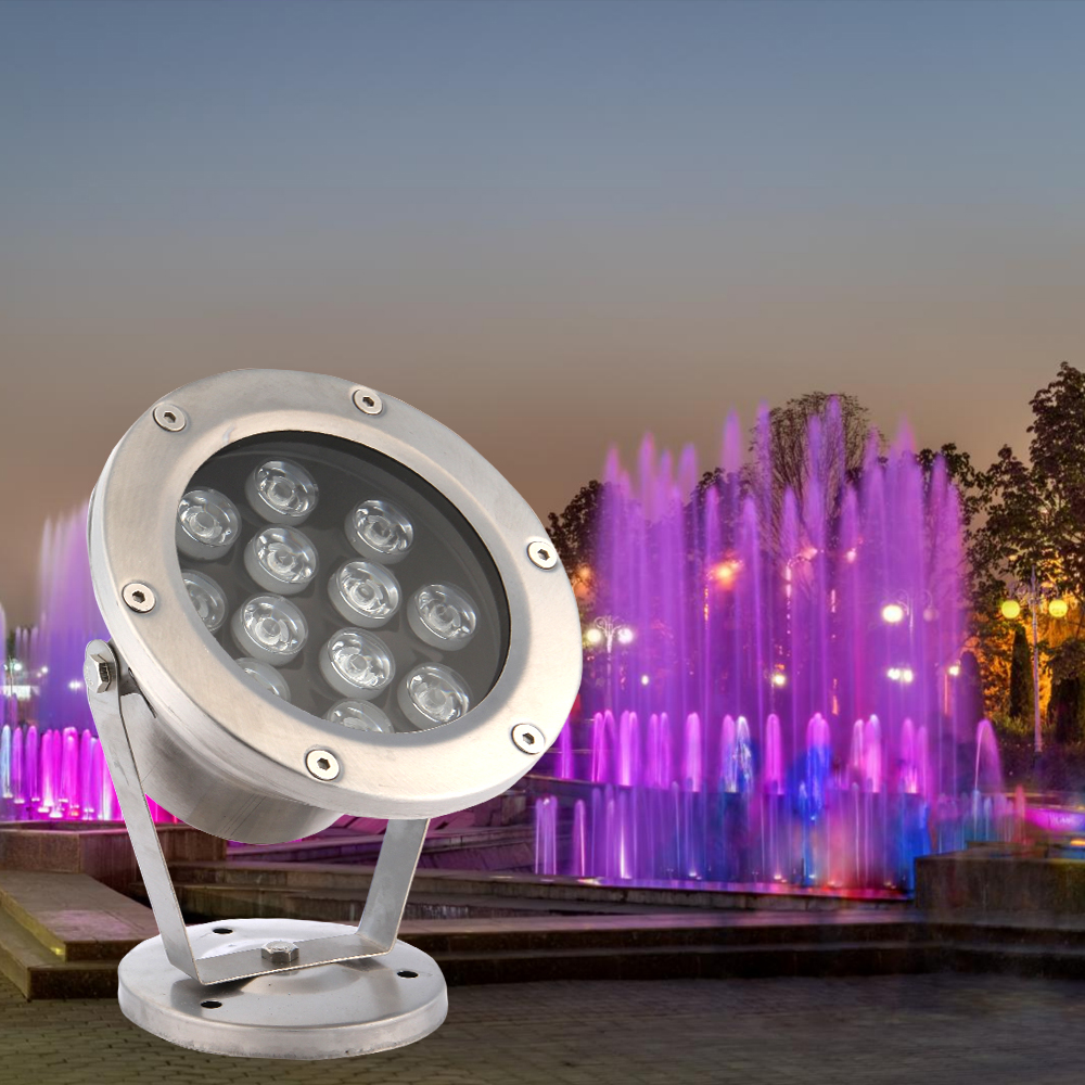 9W 12W 15W 18W IP68 Stainless Steel Waterproof LED Underwater Spotlight Landscape Pool Light Fountain Floodlight