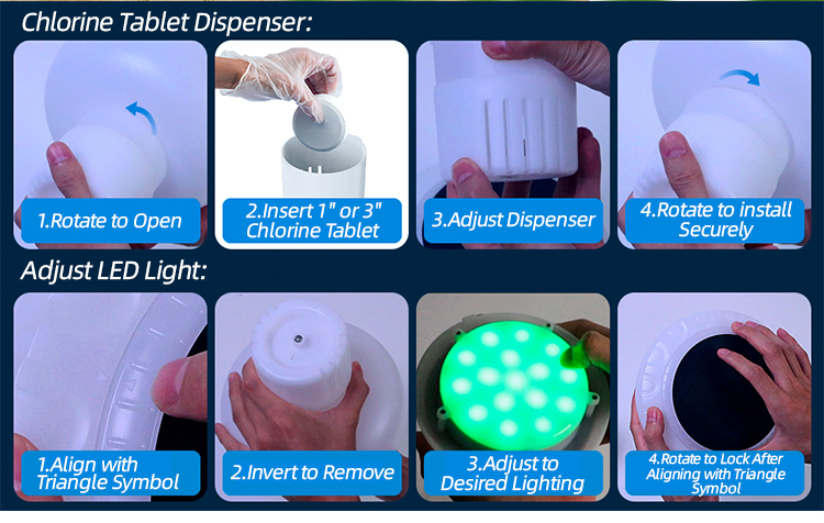 IP68 Waterproof LED Solar ABS Floating Chlorine Dispenser Color-Changing Warm White Rechargeable Pooling Light